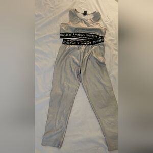 Bebe Silver Jumpsuit with Logo Band